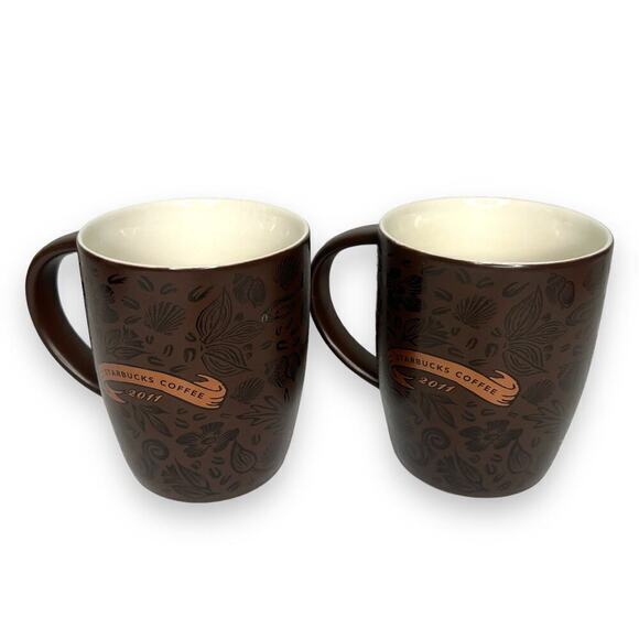 Starbucks Split Tail Mermaid Siren Coffee Mug 2011 40th Anniversary Set of‎ 2 - Picture 2 of 9